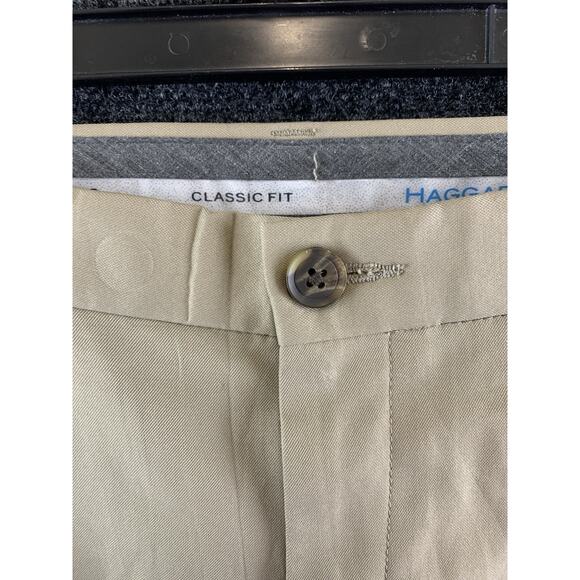 Haggar Men's Pants Cool 18 Pro Classic Fit Flat Front Tan Size 34x34 - Picture 3 of 14